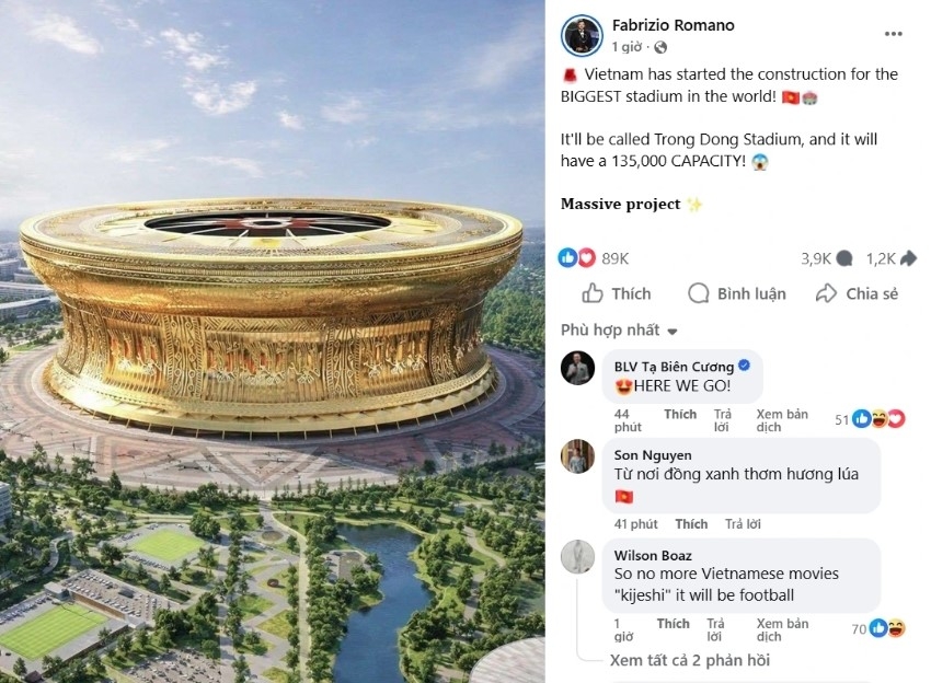 World-famous journalist impressed by Vietnam’s mega stadium project